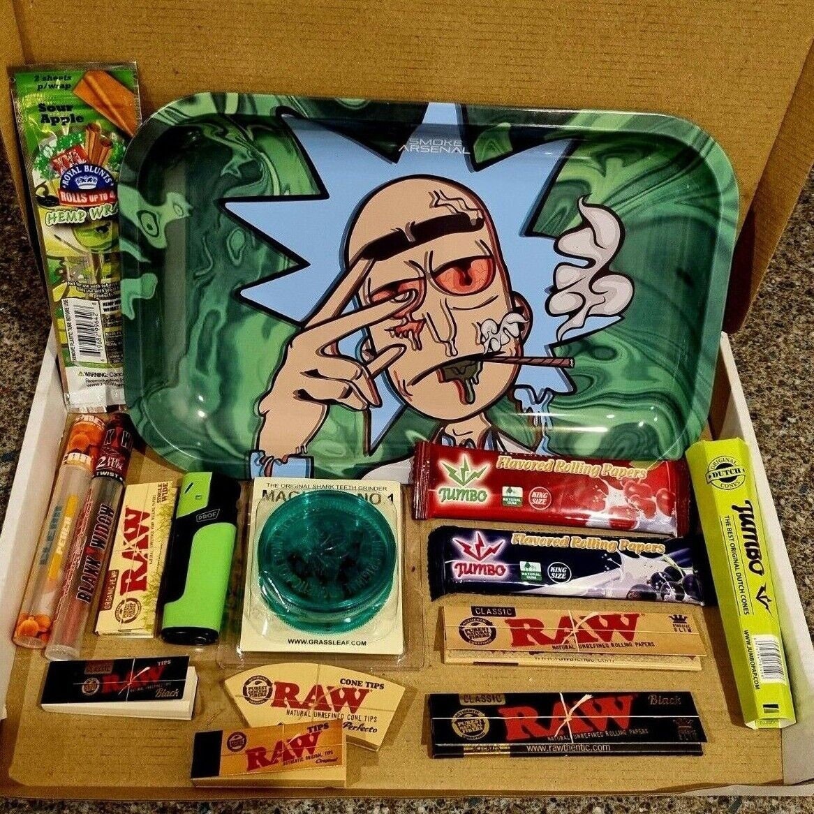 Rolling Tray Gift Set, Smoking Gift Set, Stoner Gift Set, Grinder, Roll Tray, Grinder, Blunt