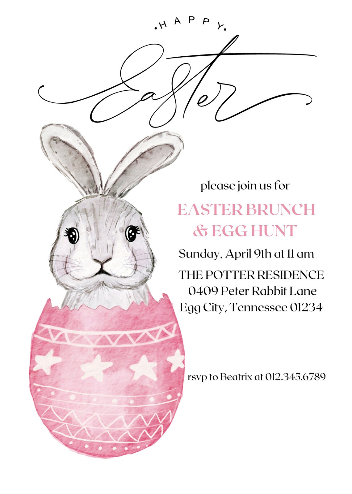 Printable and Editable Easter Invitation, Canva Easter Invitation ...