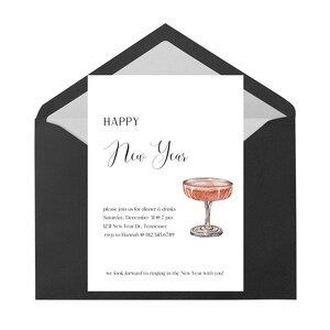 Printable, editable New Year invitation template, New Year invitation template