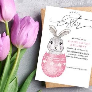 Printable and Editable Easter Invitation, Canva Easter Invitation Template, Printable Easter Invitation Canva Template