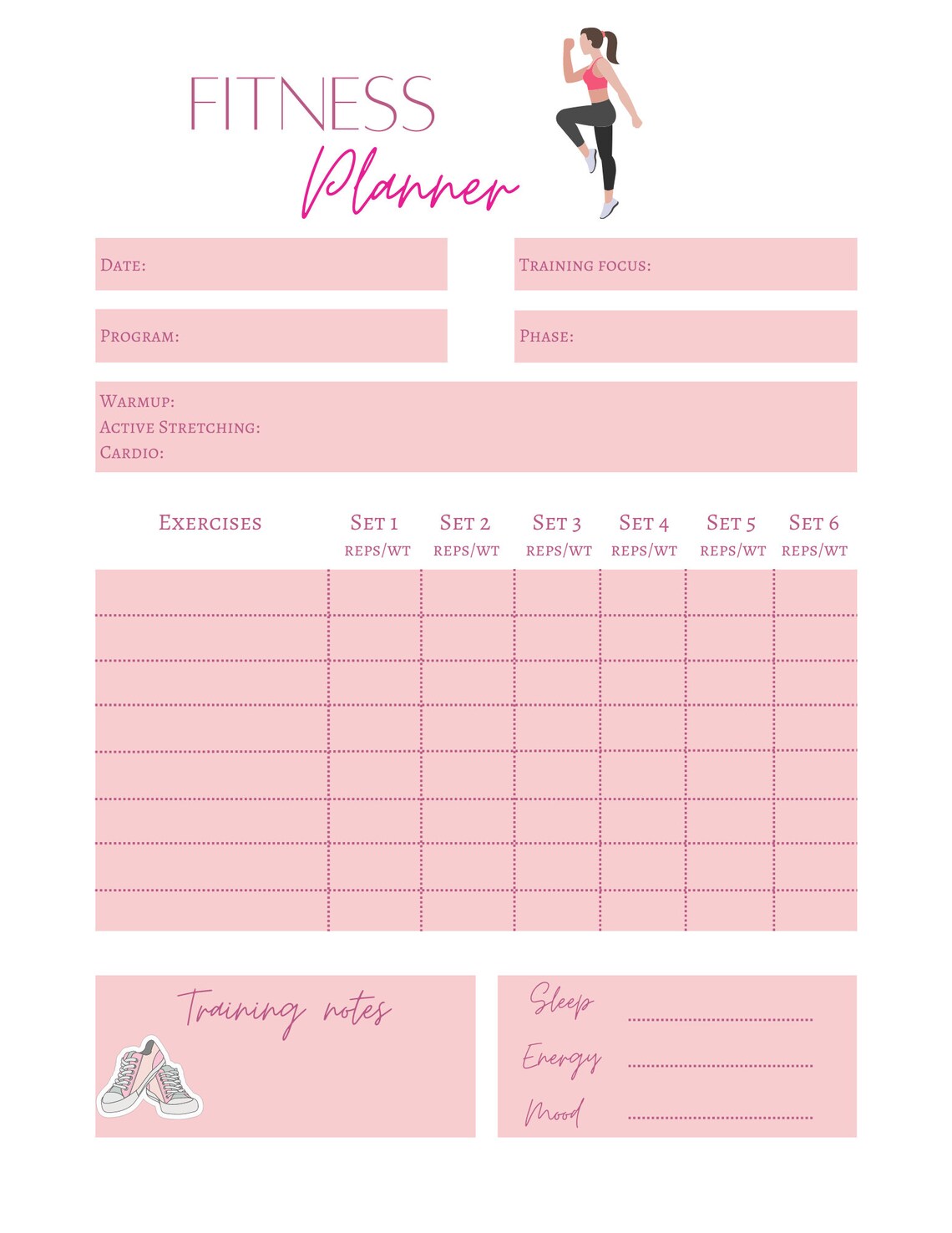 Printable Fitness Planner Printable Strength Training Planner Printable Fitness Planner Printable Strength Training Planner
