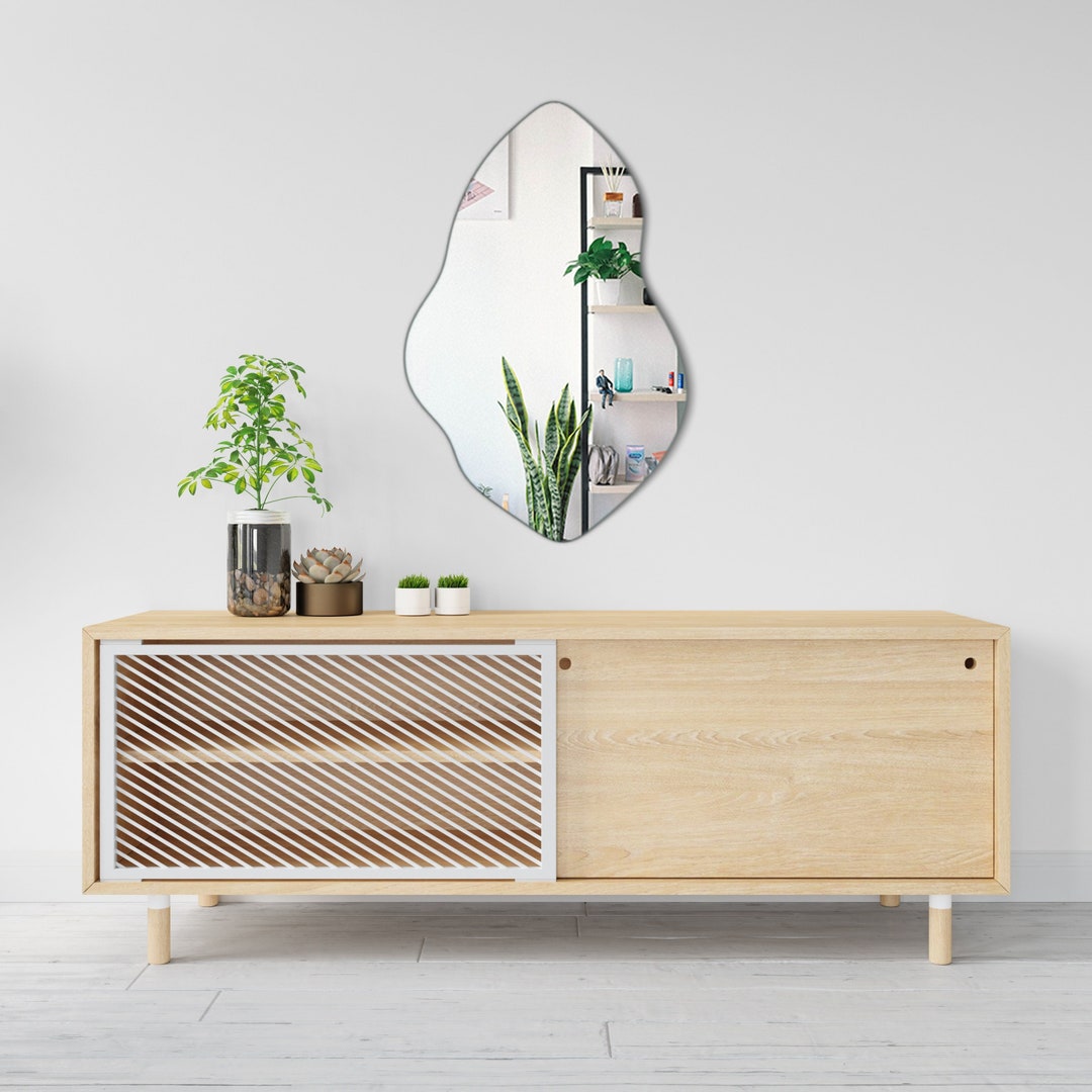 Curved Wall Mirror Pond Mirror Wavy Mirror Curvy Mirror Etsy