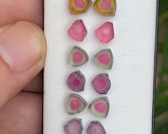 natural mix lovely colors pairs tourmaline slices