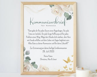 Communion letter | Communion godmother | Communion gift godchild | Communion poster