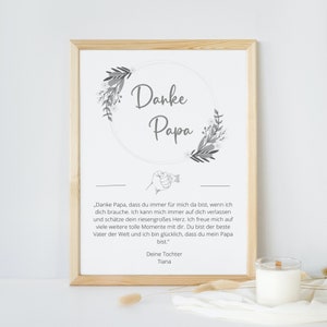 Danke Papa Poster personalisiert | Bester Papa | Geschenk Papa | Poster Papa