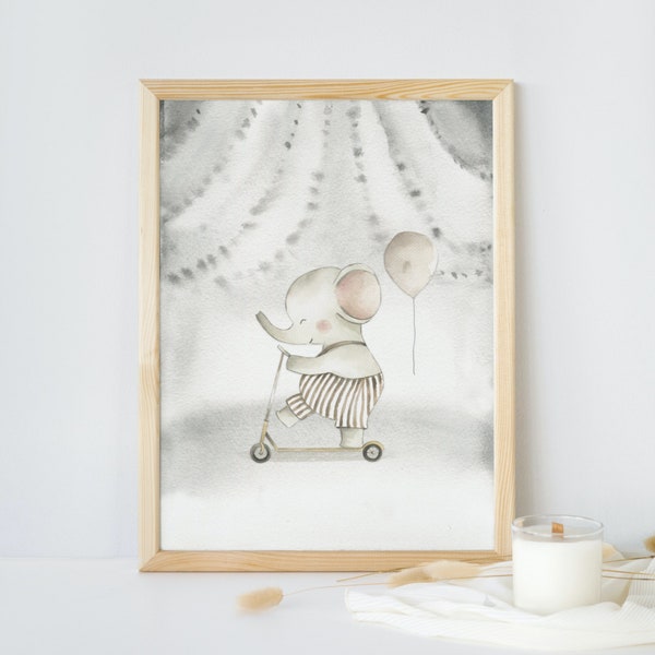 Kinderzimmer Bilder Elefant | Kinderposter | Babyzimmer Bilder