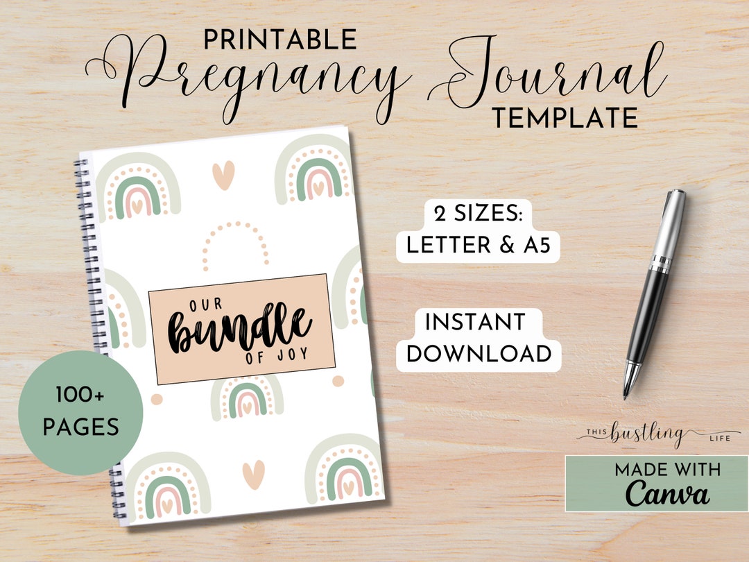 Rainbow Pregnancy Journal | Printable Pregnancy Journal Template ...