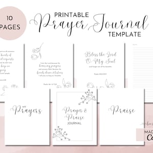 Printable Prayer Journal | Minimalist Design Prayer & Praise Journal | Customizable Template