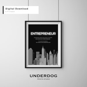 Entrepreneur Skyline Printable Wall Art, Office, Room Decor,  Entrepreneur Wall Art, Motivational Wall Art, Quote