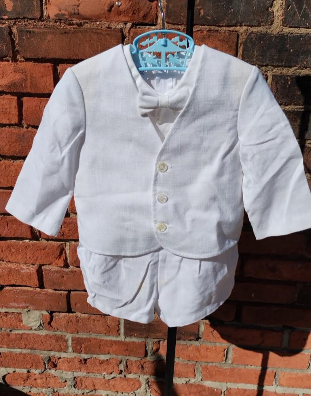 Vintage Linen Baby Suit – White Romper, Jacket, Bowtie, 18 Months - Etsy
