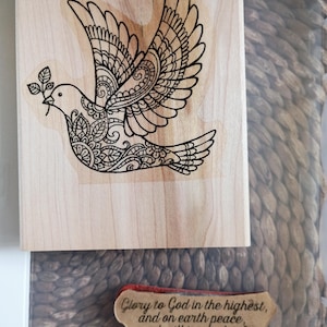 Stampin' Up ! Jeu d'estampes Colombe de la paix - Tampons sur bois et citation biblique - Utilisation douce
