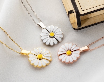 Secret Message Necklace for Women, Personalized Daisy Necklace, Christmas Gift, Custom Dainty Daisy, Birthday Gift for Mom, Gift for Teacher