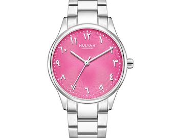 Red Arabic Number Watches for Women, Islamic Gift Watch, Arabic Dial Wristwatch for Muslim, Best Islamic Ramadan Gift for Her