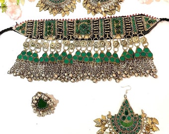 Ensemble de bijoux de mariée de mariage Afghani Kuchi, ensembles de tour de cou afghan. Bijoux afghans.