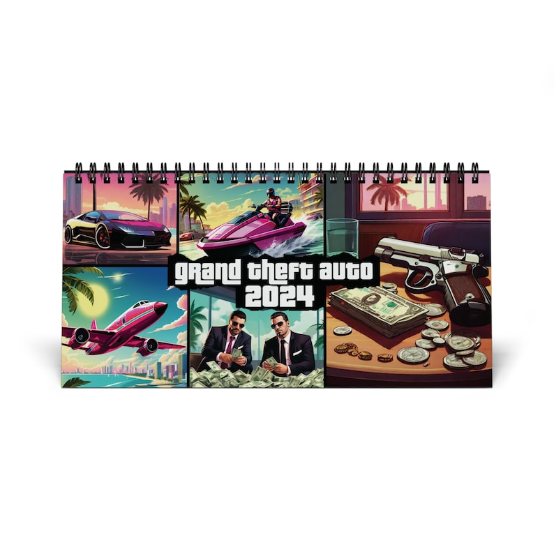 Simplex Desk Calendar GTA 2024 Desk Calendar Illustrated Video Game Il O6xt 
