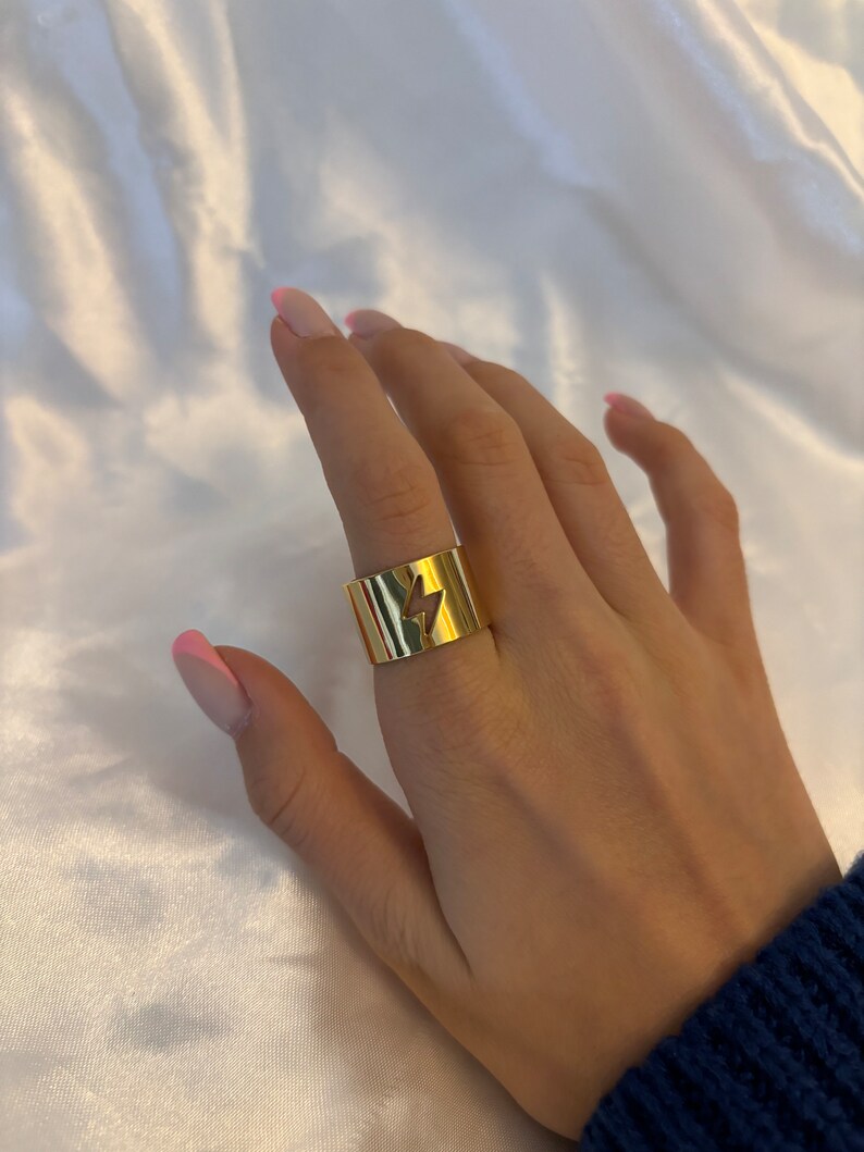 Thick golden lightning ring image 1