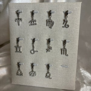 Silver astrological sign charms with rhinestones image 2