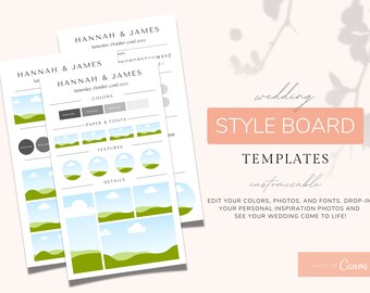 Sjablonen voor trouwstijlborden | Bruiloft Moodboard | Bruiloft ontwerpbord | Stijlbord