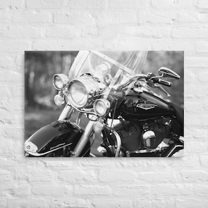 Harley Davidson Handlebars Black and White Photograph on Canvas