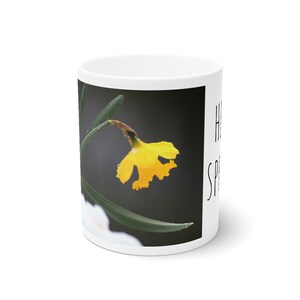 Daffodil Hello Spring White Ceramic Mug, 11oz