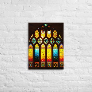24 &quot;x 18&quot; Gewickelte Leinwand Buntglas Kirchenfenster in einer Kathedrale Fotografie | Deko für Zuhause & im Büro | Leinwand fertig zum Aufhängen