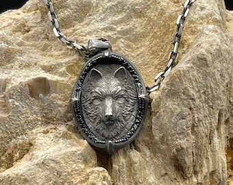 Breathtaking Wolf Sterling Silver Necklace High-quality Gothic-styled Silver Pendant Animal Lovers Gift Unique Sterling Silver Jewelry