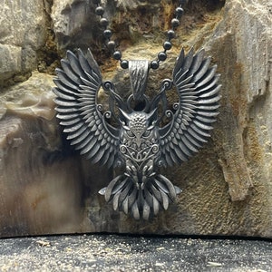 Large Owl Necklace, Flying Owl Necklace, Winged Owl Necklace, Athena’s Owl Necklace, Owl Charm Necklace,  Spirit Bird Gift