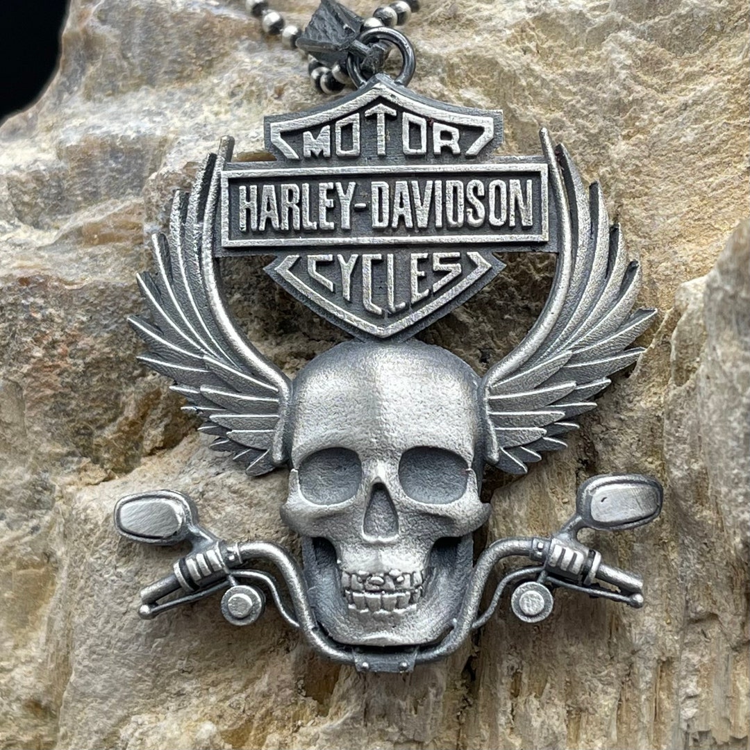 Sterling Silver Harley Davidson Necklace ,bikers Necklace Silver Custom