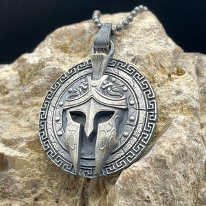 Celtic Spartan Helmet Necklace, Silver Spartacus Necklace, Spartan Jewelry, Protection Amulet Necklace, Greek Jewelry Gift, Gift for Men