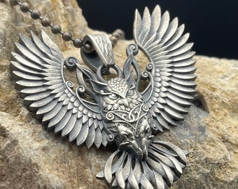 Sterling Silver Owl Necklace, Silver Owl Pendant For Animal Lovers, Gothic Necklace Jewelry, Owl Gift Ideas, Silver Bird Pendant Necklace
