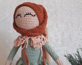 Handmade Mint Dress Amigurumi Hijab Baby , Girl Child 2nd Year Birthday Gift