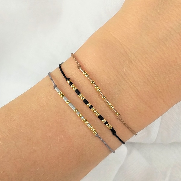 Custom Morse Code bracelet with gold beads, Thin string bracelet for women, Message bracelet, Your text jewelry, Name bracelet • BDM1