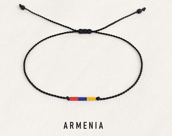 Flag of Armenia bracelet cord, Armenian flag bracelet subtle, Custom flag bracelet, Armenian roots friend, Refugees support • BFA23