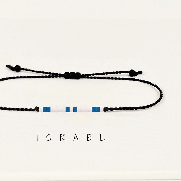 Flag of Israel bracelet, Israeli flag jewelry, Israel string, Custom nation bracelet, Motherland gift idea, Expat Emigre custom gift • BFA11