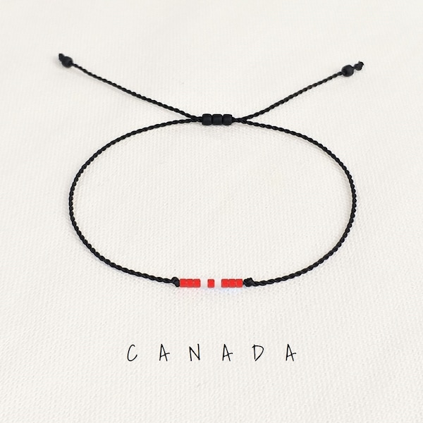 Canada flag bracelet men women, Flag of Canada gift, Canadian colors jewelry Long distance gift girlfriend boyfriend trip Custom flag • BFA7