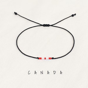 Canada flag bracelet men women, Flag of Canada gift, Canadian colors jewelry Long distance gift girlfriend boyfriend trip Custom flag • BFA7