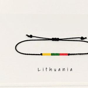 Lithuanian flag bracelet unisex, Flag of Lithuania string bracelet, Friends trip gift Long distance exchange student gift Custom flag • BFA6