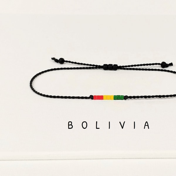 Bolivia bracelet unisex, Flag of Bolivia jewelry gift, long distance Motherland gift, Goodbye exchange student gift Emigrant bracelet • BFA5