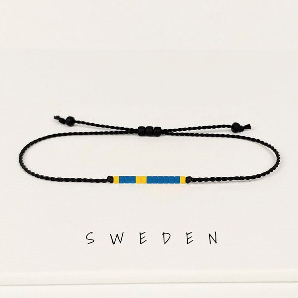 Swedish flag bracelet unisex Flag of Sweden jewelry Sweden colors gift idea Long distance exchange student gift Custom flag Trip gift • BFA6