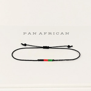 Pan African flag string bracelet, Pan-African colors jewelry, Red Black Green Motherland gift, Colors of Africa gift, Custom flag • BFA13