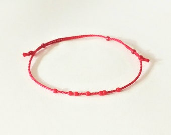 Good Luck Dainty Red Cord Bracelet against evil eye, Beads Red String Bracelet for protection, Kabbalah jewelry