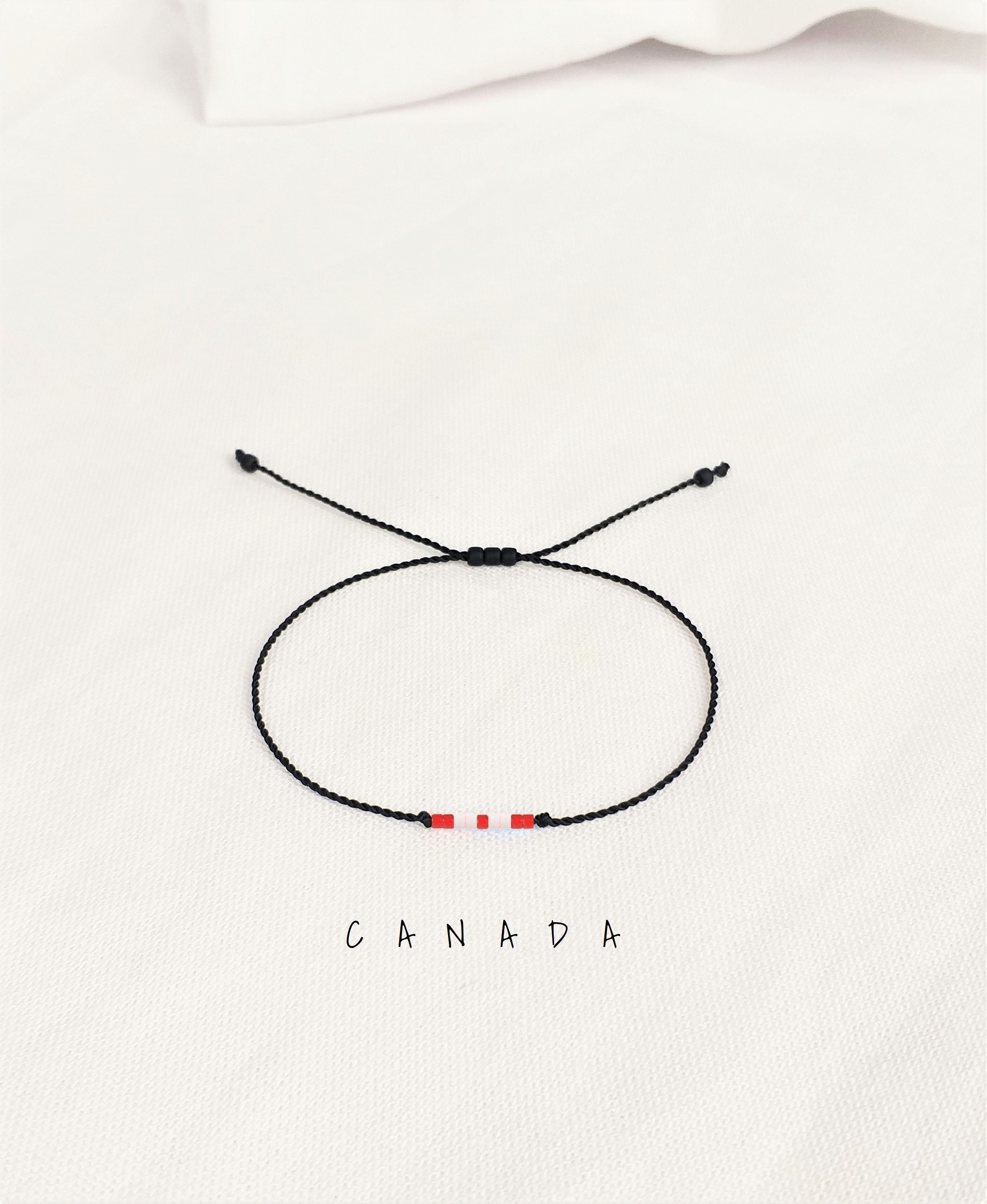 Canada flag bracelet men women, Flag of Canada gift, Canadian colors jewelry Long distance gift girlfriend boyfriend trip Custom flag • BFA7