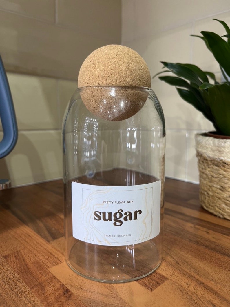 Set of 3 Cork Ball Glass Jars Tea Coffee Sugar Pantry Etsy