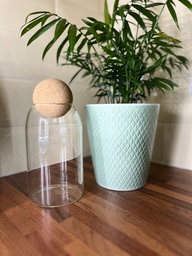 Set of 3 Cork Ball Glass Jars Tea Coffee Sugar Pantry Etsy