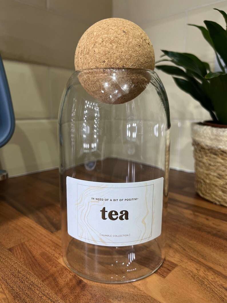 Set of 3 Cork Ball Glass Jars Tea Coffee Sugar Pantry Etsy