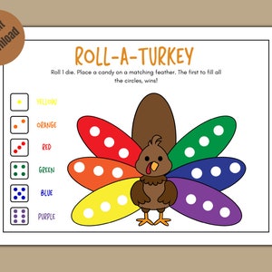 Roll a Turkey a fun Thanksgiving game for Kids