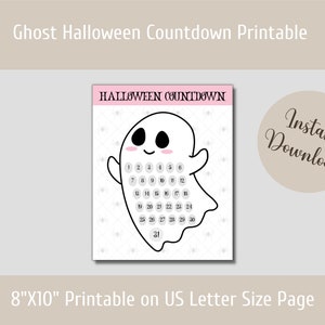 Halloween Countdown, Days Until Halloween, Ghost Countdown, Countdown printable, Pink Halloween Countdown, Ghost Printable