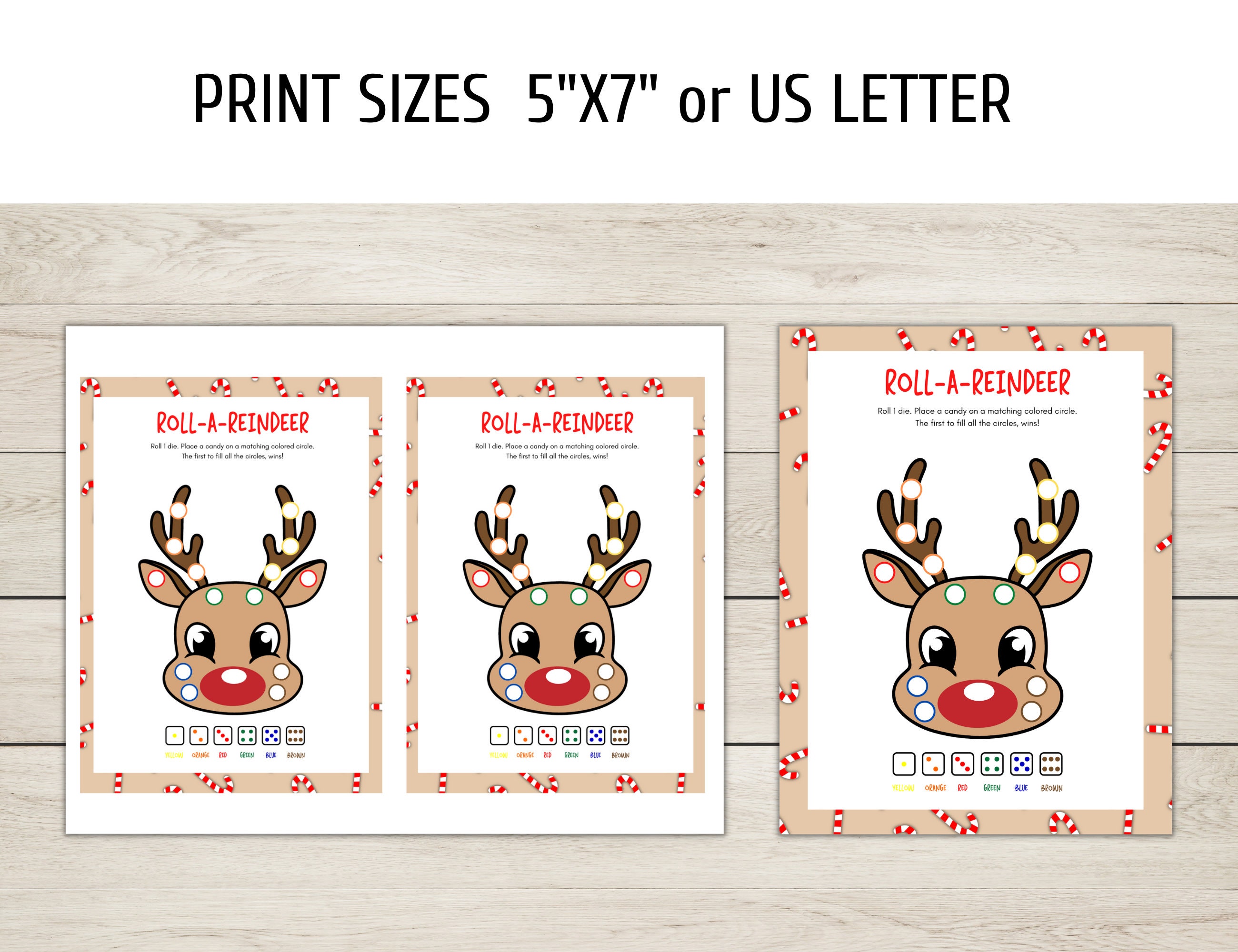 Reindeer Roulette Roll-a-reindeer a Fun Christmas Game for Kids - Etsy