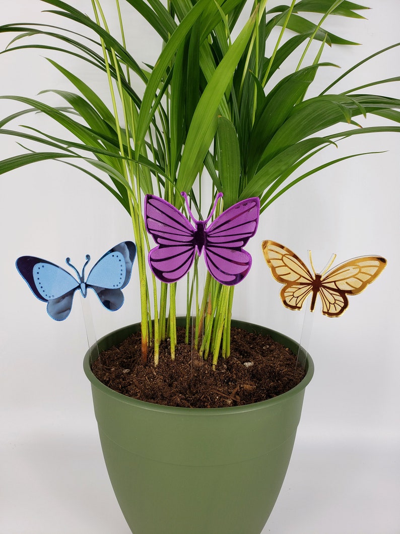 Butterfly Plant Stakes Set, Gardening Gift, Plant Gift, Garden Decor, Plant Decor, Gift for her, Indoor Plant, House plant, Potted Plant image 9