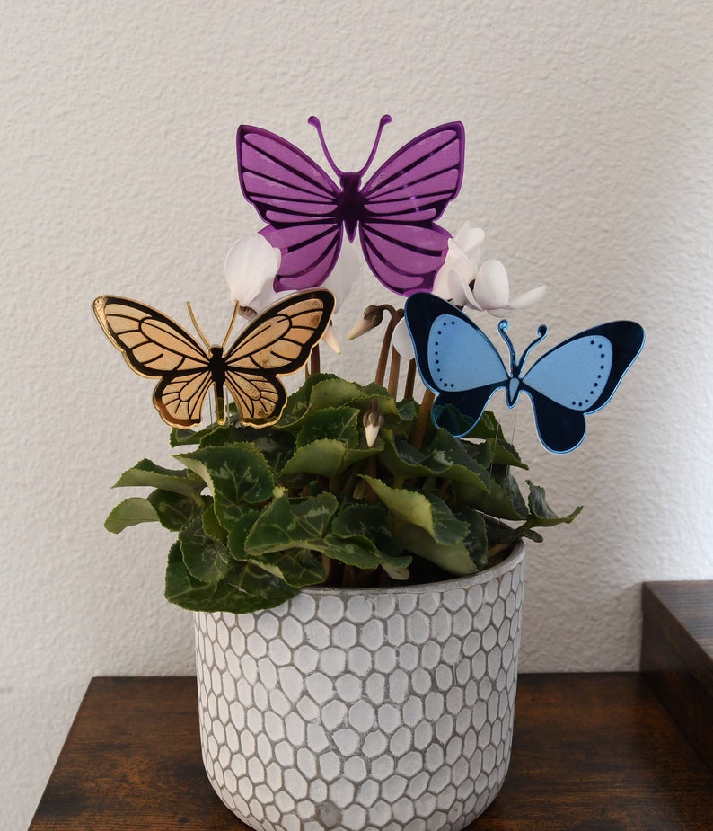 Butterfly Plant Stakes Set, Gardening Gift, Plant Gift, Garden Decor, Plant Decor, Gift for her, Indoor Plant, House plant, Potted Plant image 7